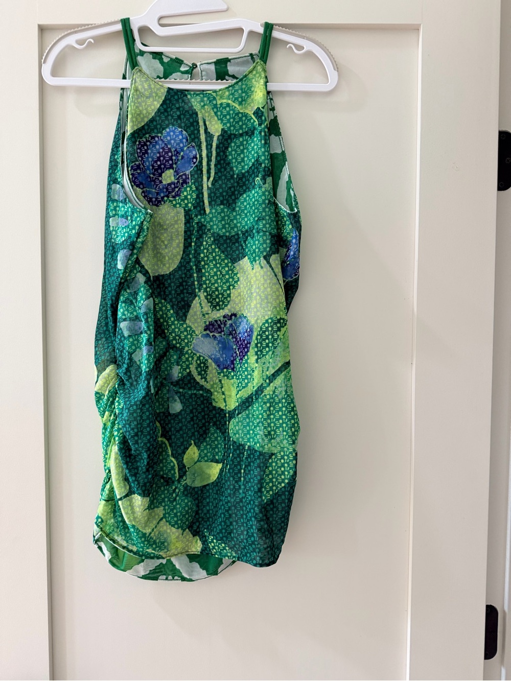 White House Black Market Reversible Top - Green Floral